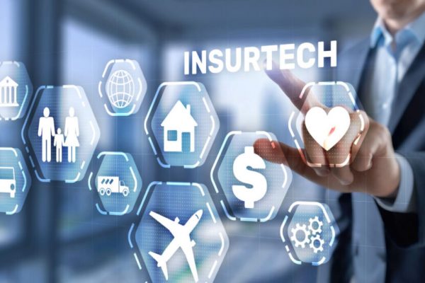 Insurtech. Health family life property insurance concept